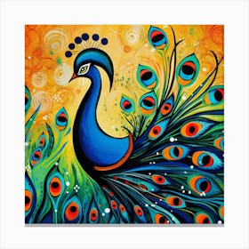 Peacock Painting 8 Canvas Print