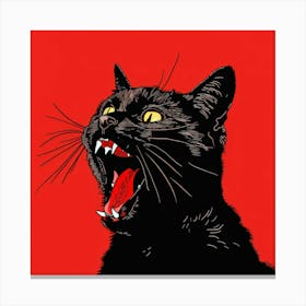 Black Cat Roaring 7 Canvas Print