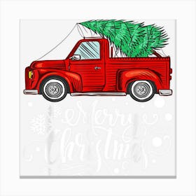 Vintage Red Truck With Merry Christmas Tree Family Matching Canvas Print