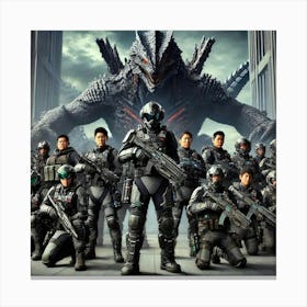 Kaiju Handlers 1 Canvas Print