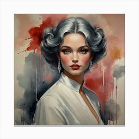 Of A Woman With Gray Hair Canvas Print