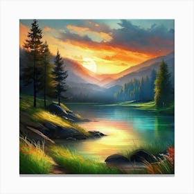 Sunset By The Lake 41 Canvas Print