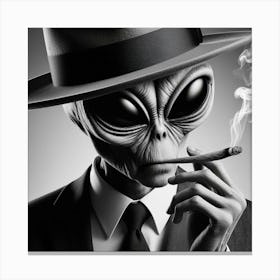 Alien Smoking A Cigarette Canvas Print