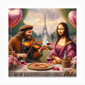 Da Vinci violin Mona Lisa Eiffel Tower Paris Canvas Print
