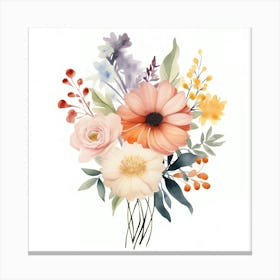 Watercolor Flowers Bouquet 2 Canvas Print