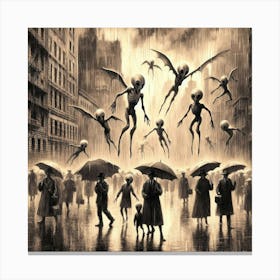 Aliens In The Rain Canvas Print