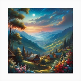 Night In The Valley Canvas Print