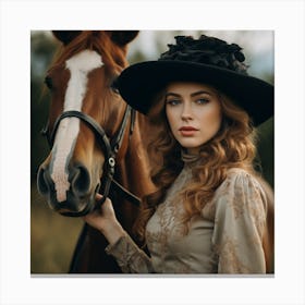 Beautiful Woman With A Horse 1 Canvas Print