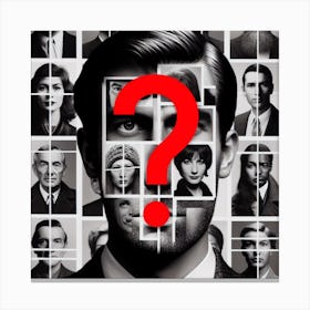 Who Am I?: A Collage of Black and White Photographs of Different Faces Canvas Print