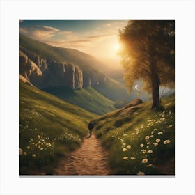 Man Walking In The Mountains Canvas Print