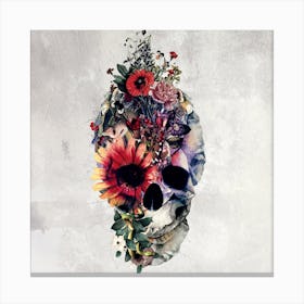 Two Face Skull 2 Square Canvas Print