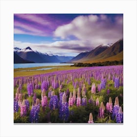 Beautiful Lupine Field landscape Canvas Print