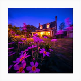 Purple Flowers At Dusk Canvas Print