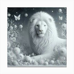 Lion In The Snow 2 Canvas Print