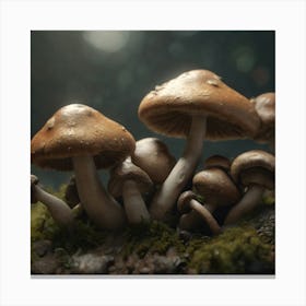 Mushrooms On Moss 4 Canvas Print
