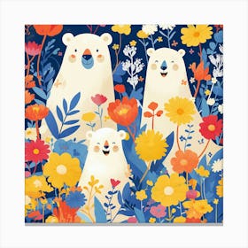 Polar Bears In The Garden Canvas Print