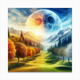 Moon And Trees Canvas Print