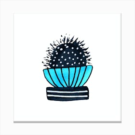 Cactus 2 Desert Plant Blue Black Canvas Print