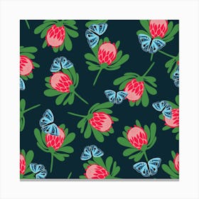 Tropical Protea & Butterfly Canvas Print