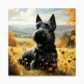 Scottish Terrier At The Hilltop Canvas Print