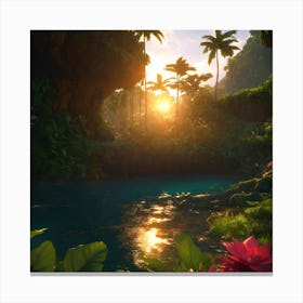 Sunset In The Jungle Canvas Print