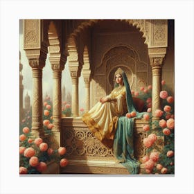 Indian Woman Sitting On A Balcony66 Canvas Print