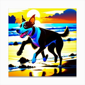 Dog On The Beach Canvas Print