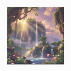 Waterfalls In The Jungle Canvas Print