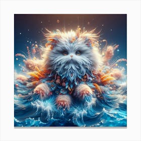 Cat In The Ocean Canvas Print