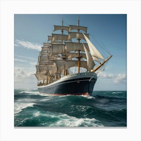 Sailing Ship In Rough Seas 4 Canvas Print