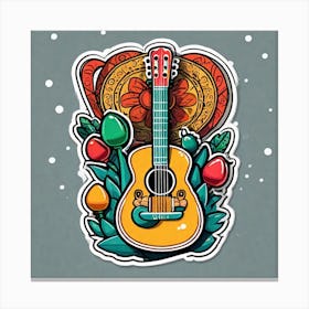 Mexican Guitar And Maracas Sticker 2d Cute Fantasy Dreamy Vector Illustration 2d Flat Centere (20) Canvas Print