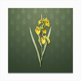 Vintage Irises Botanical on Lunar Green Pattern n.0359 Canvas Print