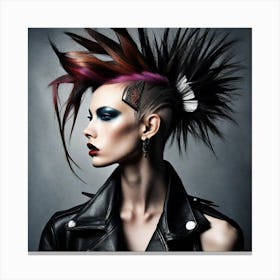 Punk Girl With Mohawk Canvas Print