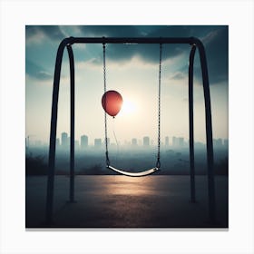 Red Balloon On A Swing 1 Canvas Print