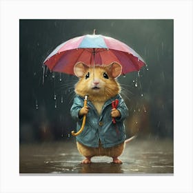 Mouse In The Rain Canvas Print