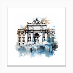 Trevi Fountain Ink Splash Effect Canvas Print