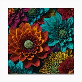 Colorful Dahlias Canvas Print