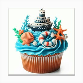 Cupcake With Seashells 1 Canvas Print