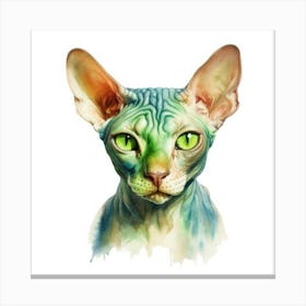 Don Sphynx Green Eyed Cat Portrait 1 Canvas Print