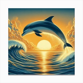 Dolphin Jumping In The Ocean 1 Canvas Print