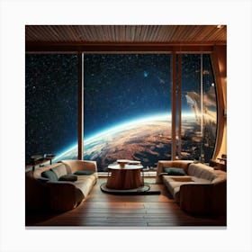 Firefly Nordic Style, Coffee Shop, Spaceship, Galley, Galaxy, Hyper Realistic, Futuristic, Scandinav Canvas Print