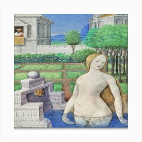 Nude Woman In A Fountain Canvas Print