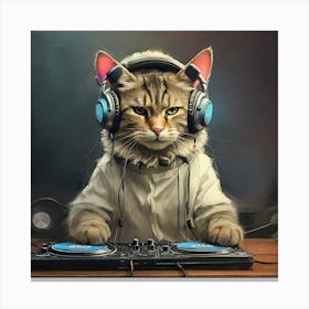 Dj Cat 3 Canvas Print