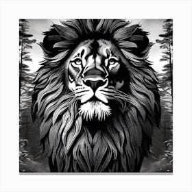 Lion In The Forest 30 Canvas Print