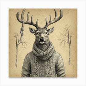 Deer In A Sweater Canvas Print