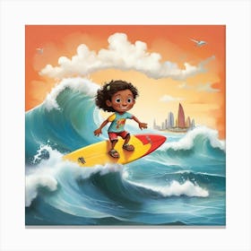Boy On A Surfboard Canvas Print