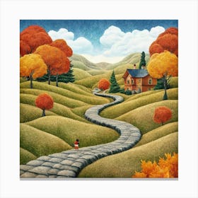 The Winding Road Home. In the middle of the meadows 12 Canvas Print