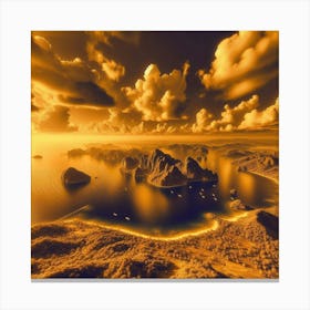 A beautiful picture of the sea and stunning nature in three-dimensional golden color Canvas Print