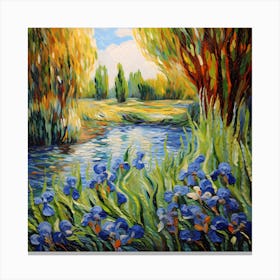 Riverside Reverie: Van Gogh's Floral Haven Canvas Print