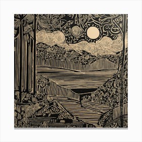 Landscape With Moon Canvas Print